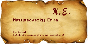 Matyasovszky Erna névjegykártya